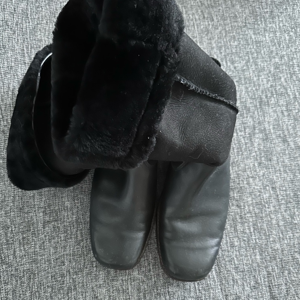 UGG Black Fur-Lined Leather Boots
